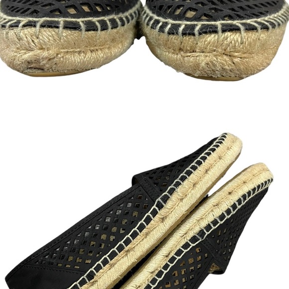 Frye Women’s Black Lee A Line Perforated Leather Espadrilles Flats Size 7.5 - Picture 3 of 5